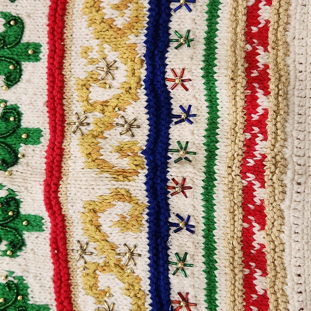 N.E.K. Vintage Christmas Holiday Knit Beaded Vest Womens Sz S - Picture 11 of 16